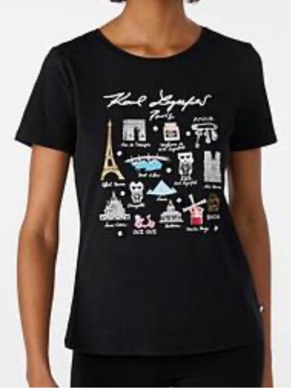 Karl Lagerfeld Short-Sleeve Tee with Multicolor Paris Icons limited edition